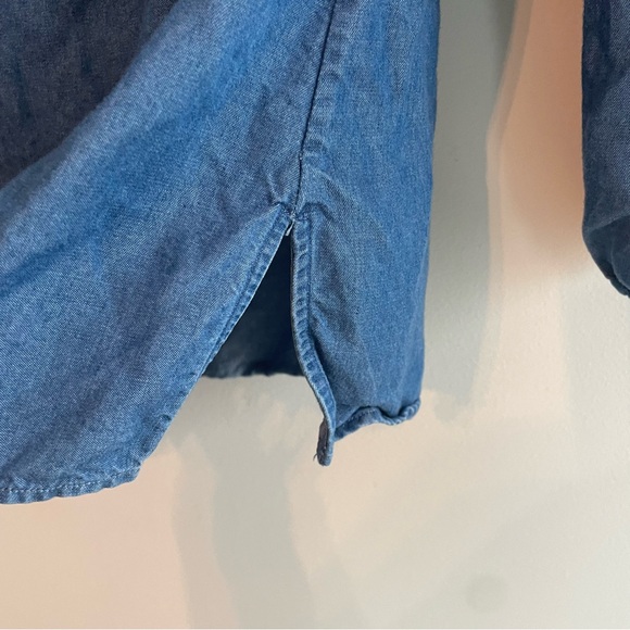 MASSIMO DUTTI Chambray Lace Balloon Sleeve Blouse - Blue Size 4 - Picture 7 of 12